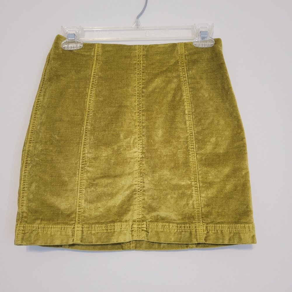 Free People Green Velvet Mini Skirt Size 2